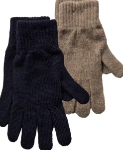 3920 2 Pack Knitted Gloves Navy Beige