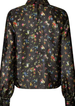 2067 Flat Textured Poly, Gathered Ruffle Long Sleeve Top