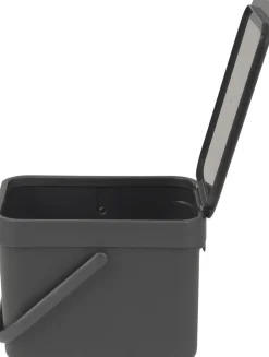 Affaldsspand m/låg sort.kon. 6 ltr