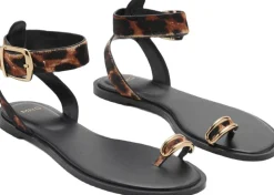 Animal-print leather sandals