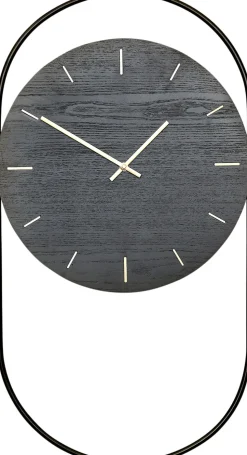 A-Wall Clock - Black with black metal ring