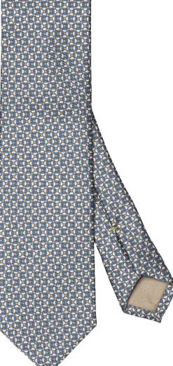 Beige Geometric Print Silk Tie