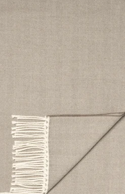 Beige Herringbone Merino Wool Scarf