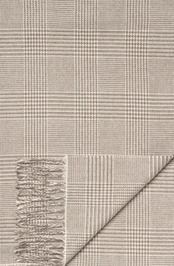 Beige Prince Of Wales Merino Wool Scarf