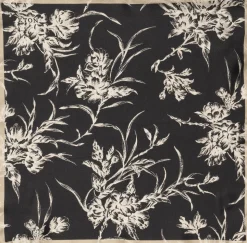Black Floral Silk Pocket Square