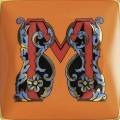 Bowl 12cm sq. flat, Holiday Alphabet M, Versace