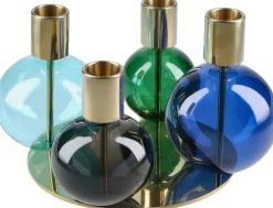 Bubble 4-armet lysestage Ø17. 5 cm blå/grøn