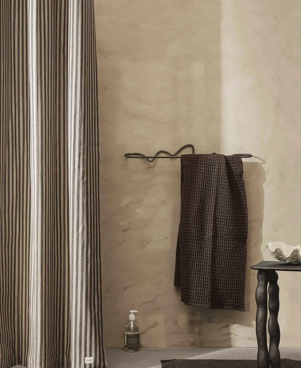 Chambray Shower Curtain - Sand/Black