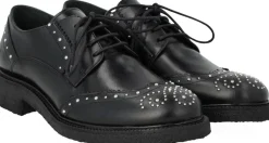 Chunky snøresko i læder med dekorat