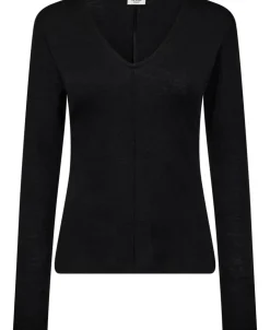 Cilla 16 V-halset bluse - 100% merino wool RWS