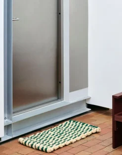 Coco Door Mat-Stripe Wave-Dark green and white