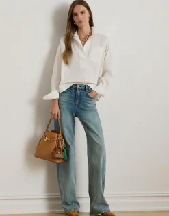 Cotton Broadcloth Cropped Shirt