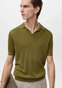 Cotton polo shirt with microstructu
