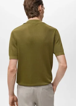 Cotton polo shirt with microstructu