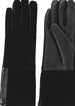 CREMONA - FEMININE ZIP LEATHER GLOVES W/ SHEARLING LINING