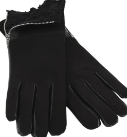 CREMONA - FEMININE ZIP LEATHER GLOVES W/ SHEARLING LINING