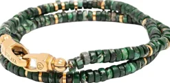 Dark Green Malachite Heishi Wrap Bracelet