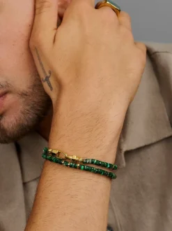 Dark Green Malachite Heishi Wrap Bracelet