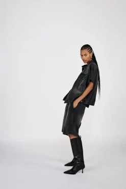 Denim black wide shorts - Raha