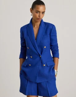 Double-Breasted Linen-Cotton Blazer