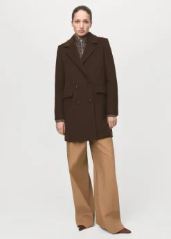 Double-breasted wool blend coat