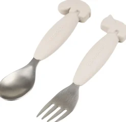 Easy-grip ske og gaffel sæt Deer friends Sand