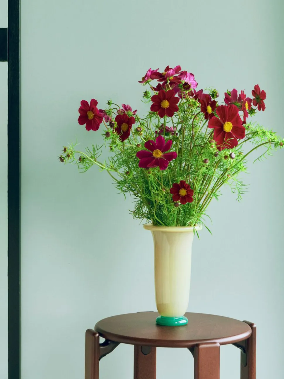 Empire Vase-Large-Sand with lemon rim, green base