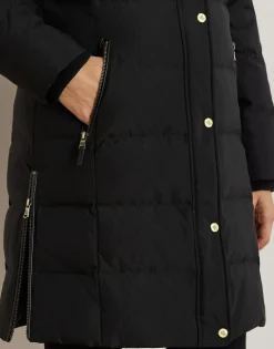 Faux-Fur-Trim Hooded Down Coat