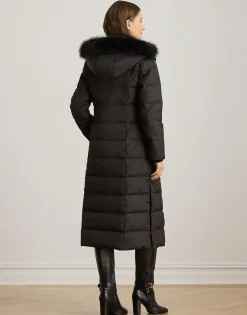 Faux-Fur-Trim Quilted Down Maxicoat