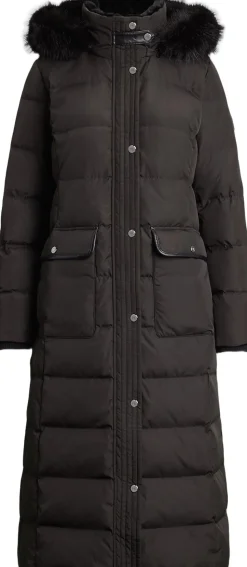 Faux-Fur-Trim Quilted Down Maxicoat