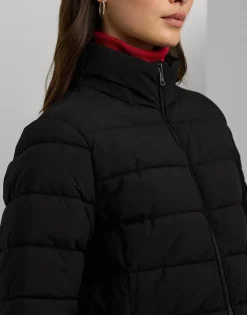 Faux-Fur-Trim Quilted Hooded Coat