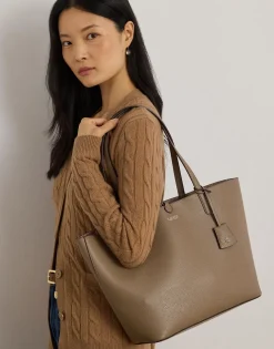 Faux-Leather Large Reversible Tote Bag