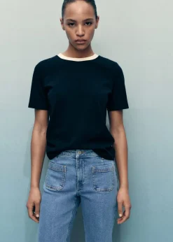 Flared cropped jeans with pockets