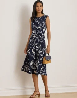 Floral Twist-Front Jersey Dress