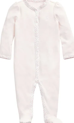 Floral-Trim Cotton Coverall