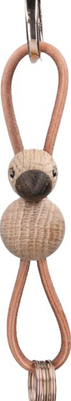 Fugl guld nøglering med naturlæder eg