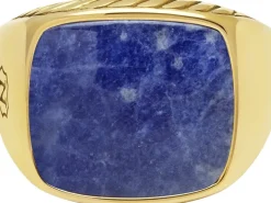 Gentlemen's Gold Signet Ring with Blue Dumortierite