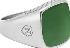 Gentlemen's Silver Signet Ring with Green Jade