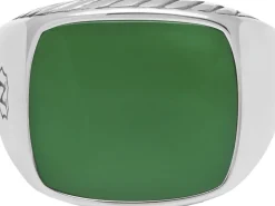 Gentlemen's Silver Signet Ring with Green Jade