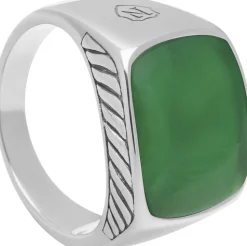 Gentlemen's Silver Signet Ring with Green Jade