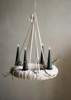 Giftbox w. spike, remote, LED cone candle, Pine green, Smoot