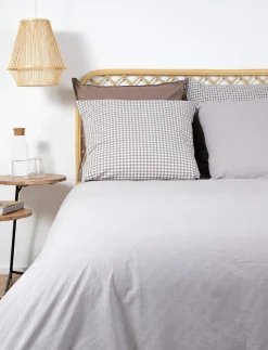 Gingham washed percale brown/white