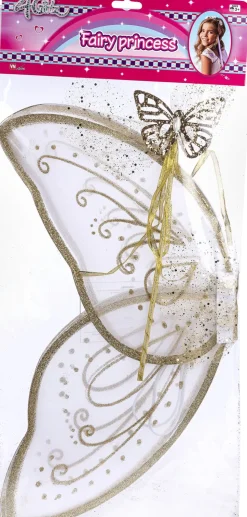 4-Girlz store guldvinger og guldfestav. Vingerne måler udfoldet 58x59