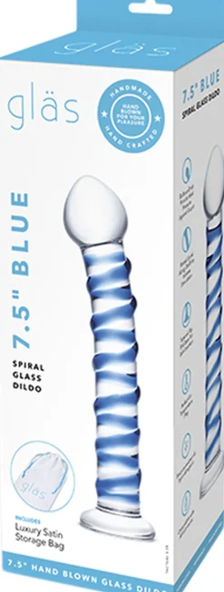 GLAS - BLUE SPIRAL GLASS DILDO