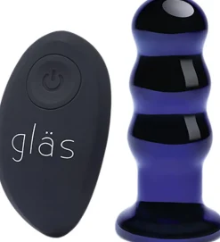 GLAS - RECHARGEABLE REMOTE CONTROLLED VIBRATING BEADED BUTTP
