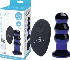 GLAS - RECHARGEABLE REMOTE CONTROLLED VIBRATING BEADED BUTTP