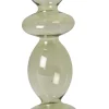 Glas lysestage, lys grøn, 25xø9 cm