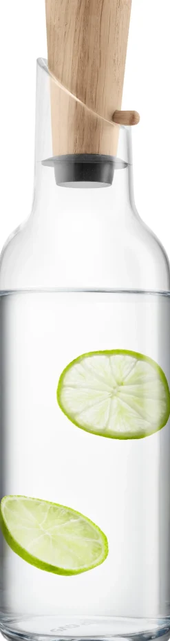 Glaskaraffel med træprop 1 l