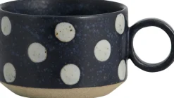 GRAINY tea cup w. handle, dark blue/sand