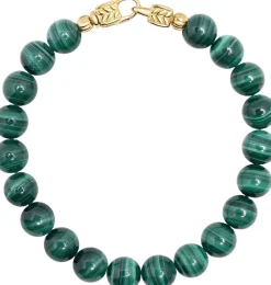 Green Malachite Healing Bracelet with Gold Lock